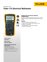 Thumbnail of document Data Sheet - 114 Electrical Multimeter